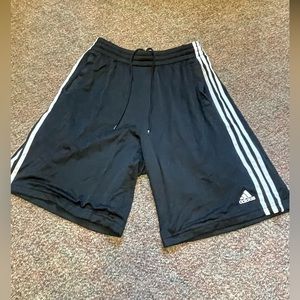 Black with white pinstripe athletic shorts